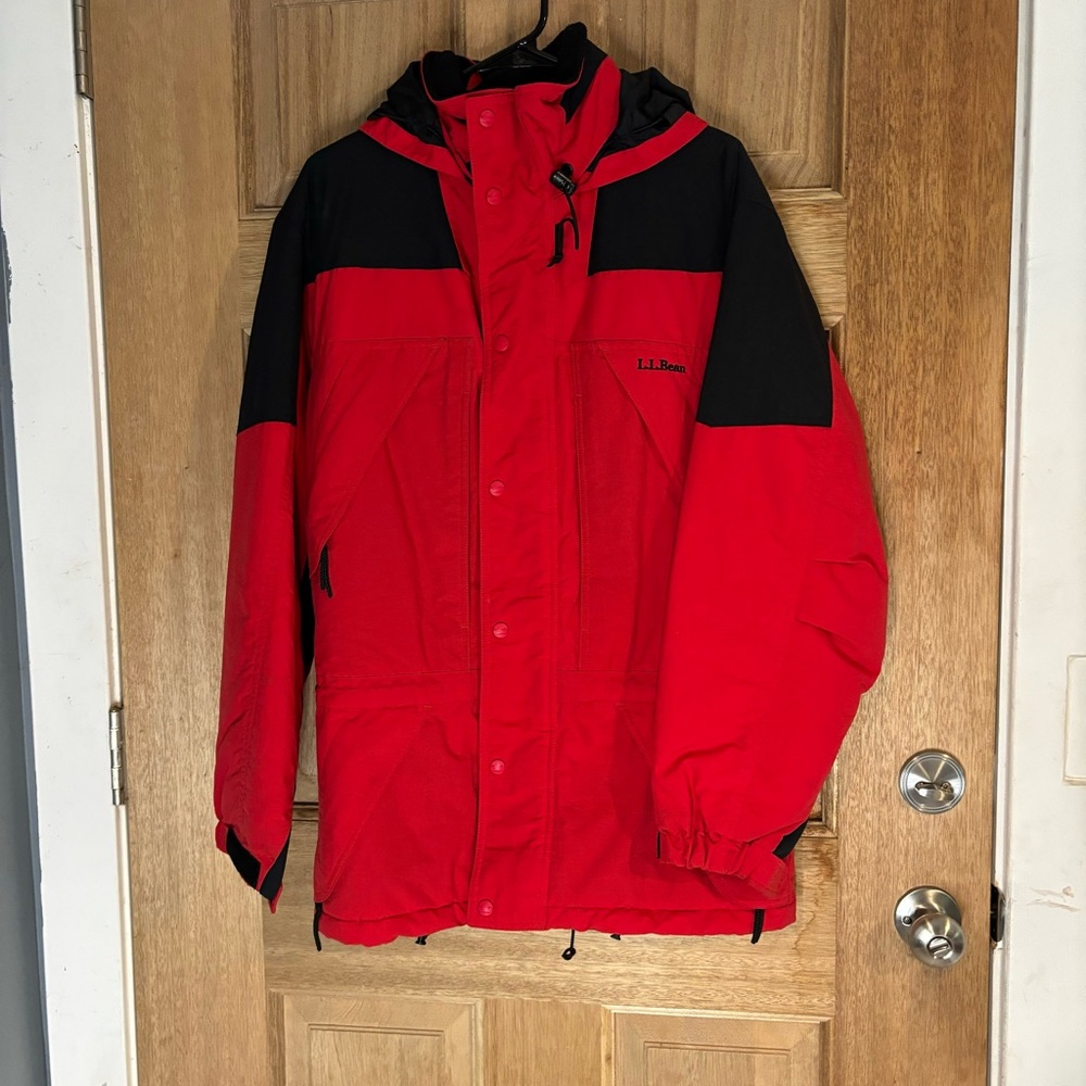 L.L. Bean Red and Black nylon hood coat Outdoor Jacket size s